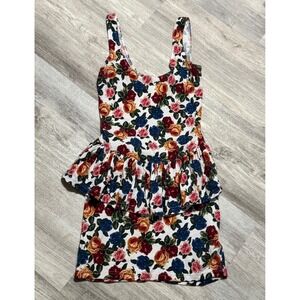 Forever 21 Floral Print‎ Ruffle Dress Sleeveless Mini Party Cute Women's